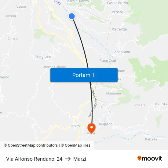 Via Alfonso Rendano, 24 to Marzi map