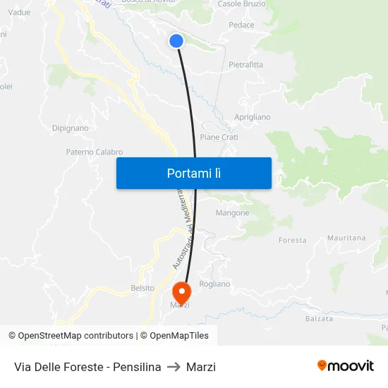 Via Delle Foreste - Pensilina to Marzi map