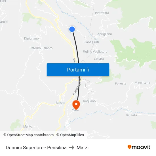 Donnici Superiore - Pensilina to Marzi map