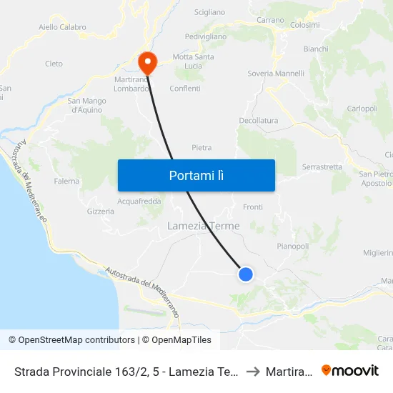 Strada Provinciale 163/2, 5 - Lamezia Terme to Martirano map