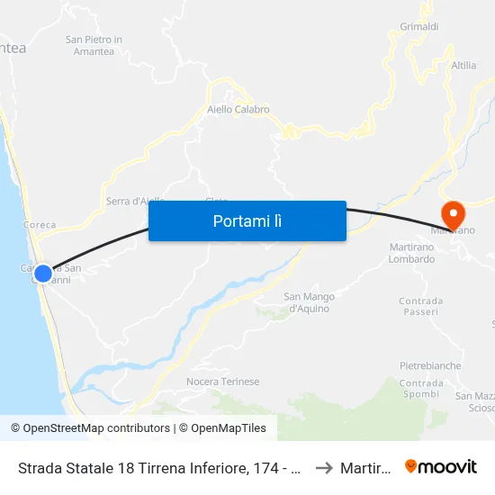 Strada Statale 18 Tirrena Inferiore, 174 - Amantea to Martirano map