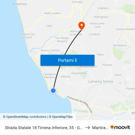 Strada Statale 18 Tirrena Inferiore, 35 - Gizzeria to Martirano map