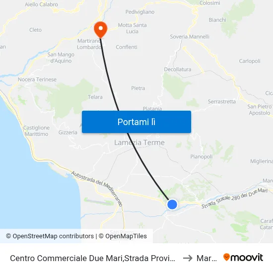 Centro Commerciale Due Mari,Strada Provinciale 169/2 - Feroleto Antico to Martirano map