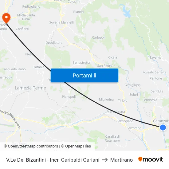 V.Le Dei Bizantini - Incr. Garibaldi Gariani to Martirano map