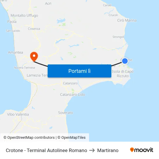Crotone - Terminal Autolinee Romano to Martirano map