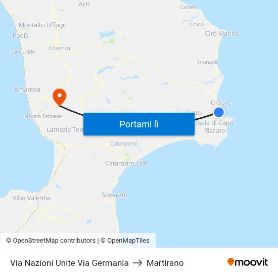 Via Nazioni Unite Via Germania to Martirano map