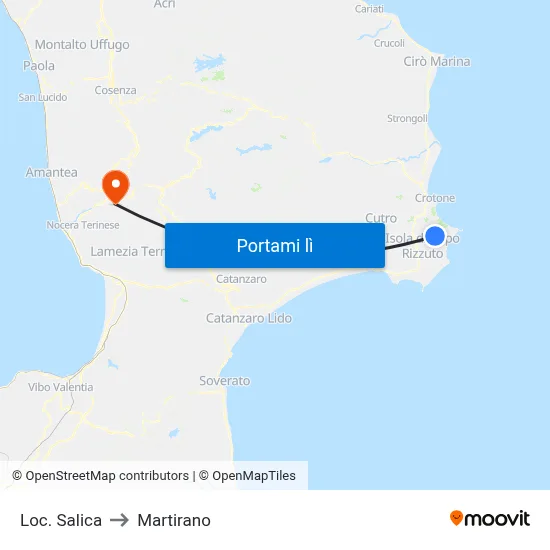 Loc. Salica to Martirano map