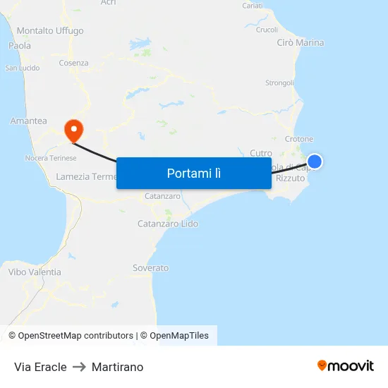 Via Eracle to Martirano map
