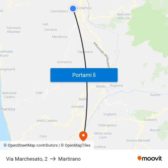 Via Marchesato, 2 to Martirano map
