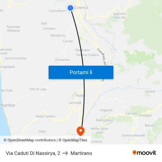 Via Caduti Di Nassirya, 2 to Martirano map