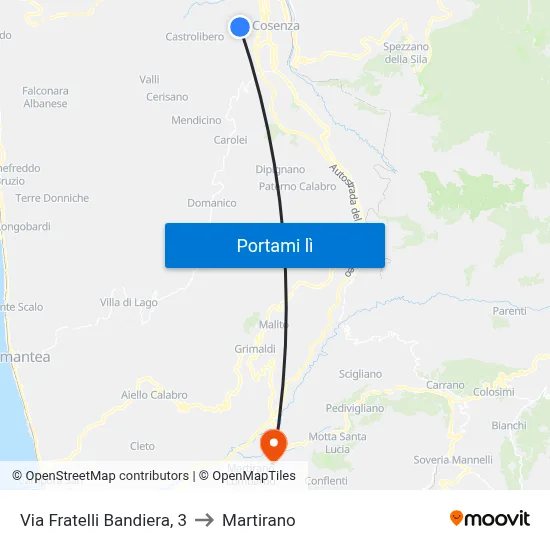 Via Fratelli Bandiera, 3 to Martirano map
