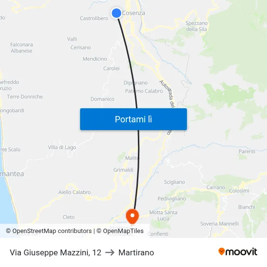 Via Giuseppe Mazzini, 12 to Martirano map