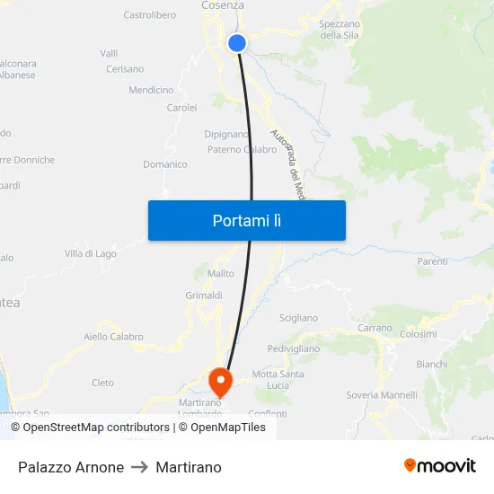 Palazzo Arnone to Martirano map