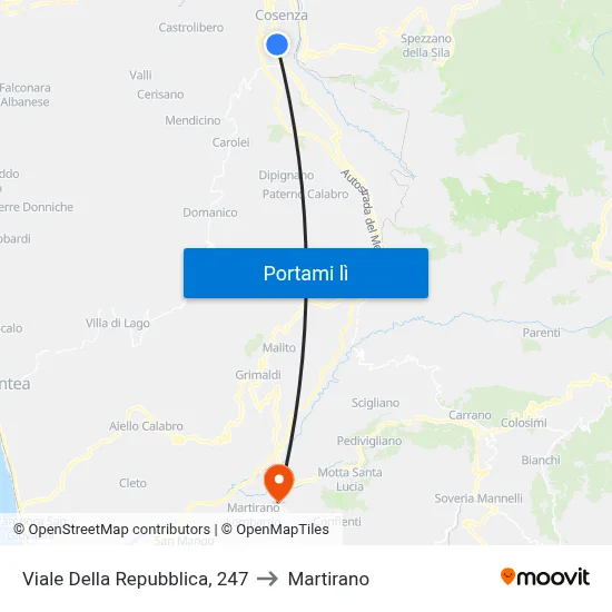 Viale Della Repubblica, 247 to Martirano map