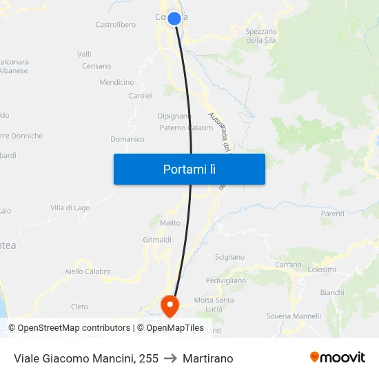 Viale Giacomo Mancini, 255 to Martirano map