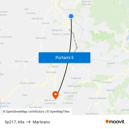 Sp217, 69a to Martirano map