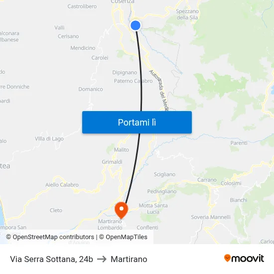Via Serra Sottana, 24b to Martirano map