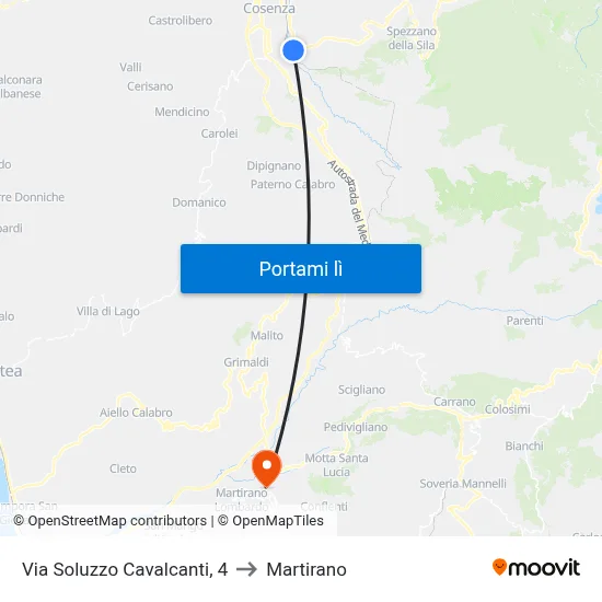 Via Soluzzo Cavalcanti, 4 to Martirano map