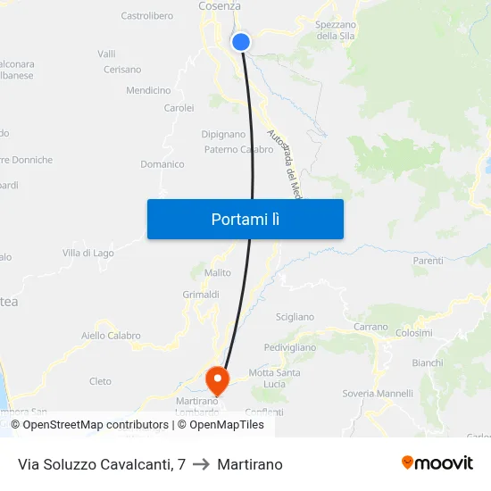 Via Soluzzo Cavalcanti, 7 to Martirano map
