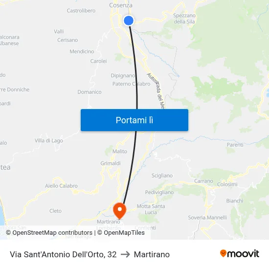 Via Sant'Antonio Dell'Orto, 32 to Martirano map