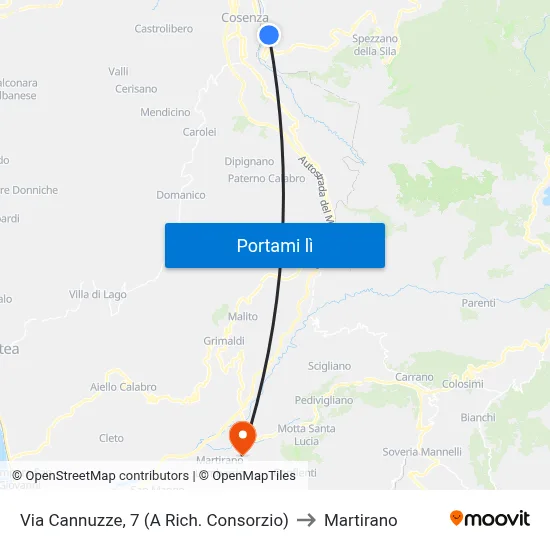 Via Cannuzze, 7 (A Rich. Consorzio) to Martirano map