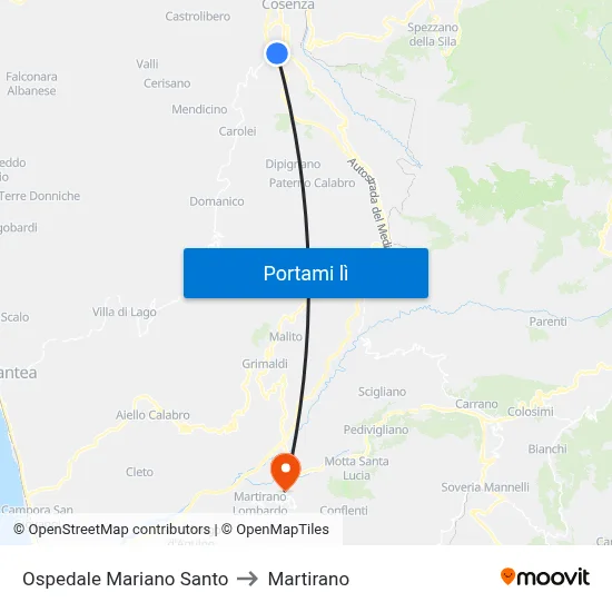 Ospedale Mariano Santo to Martirano map