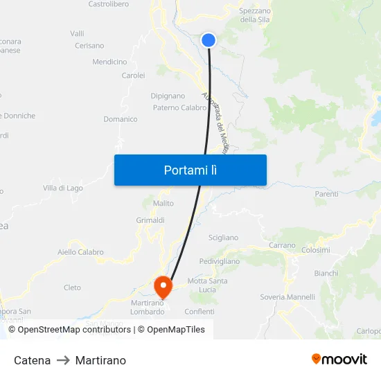 Catena to Martirano map