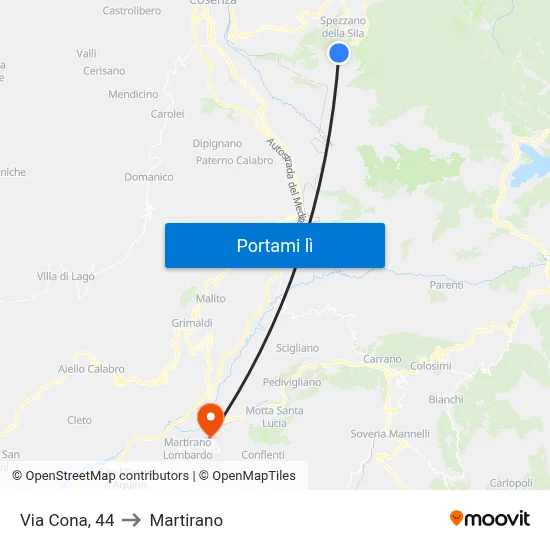 Via Cona, 44 to Martirano map