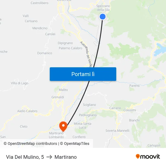 Via Del Mulino, 5 to Martirano map