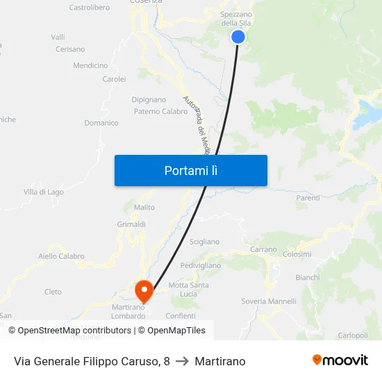 Via Generale Filippo Caruso, 8 to Martirano map