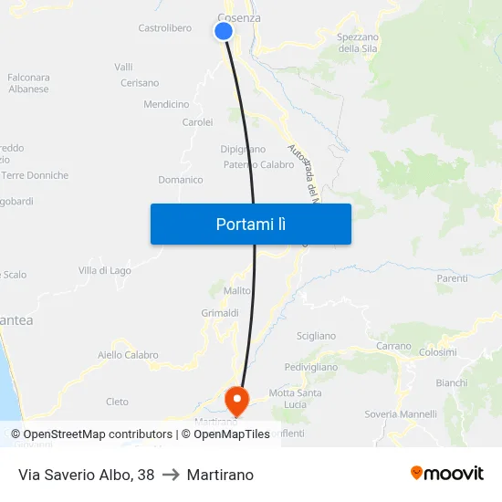 Via Saverio Albo, 38 to Martirano map