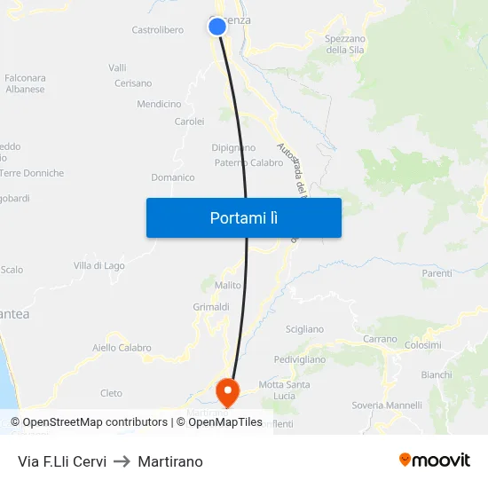 Via F.Lli Cervi to Martirano map