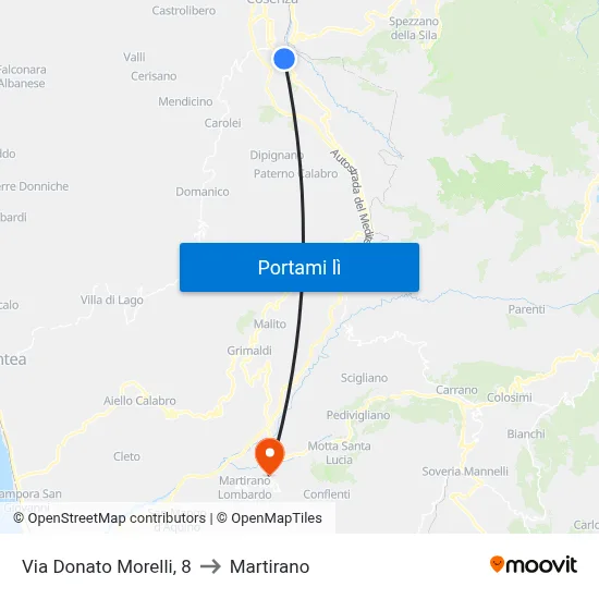 Via Donato Morelli, 8 to Martirano map