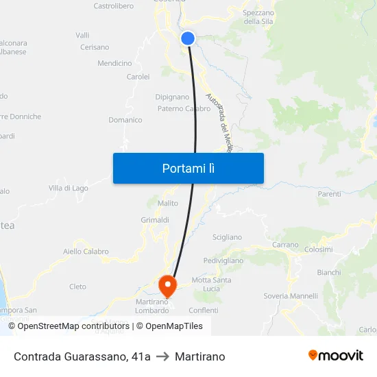Contrada Guarassano, 41a to Martirano map