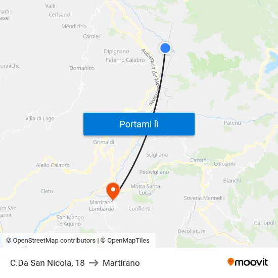 C.Da San Nicola, 18 to Martirano map