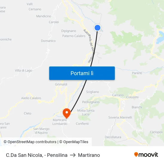 C.Da San Nicola, - Pensilina to Martirano map
