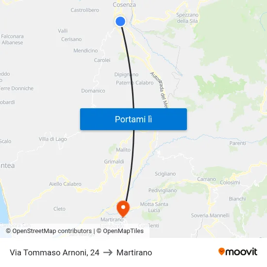 Via Tommaso Arnoni, 24 to Martirano map
