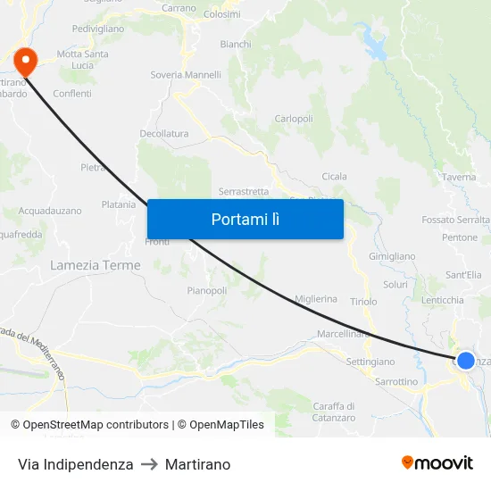 Via Indipendenza to Martirano map