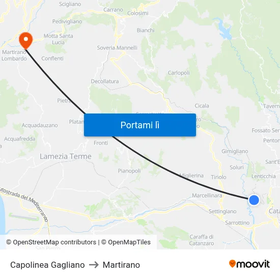 Capolinea Gagliano to Martirano map
