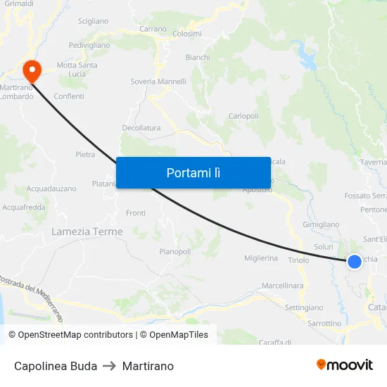 Capolinea Buda to Martirano map