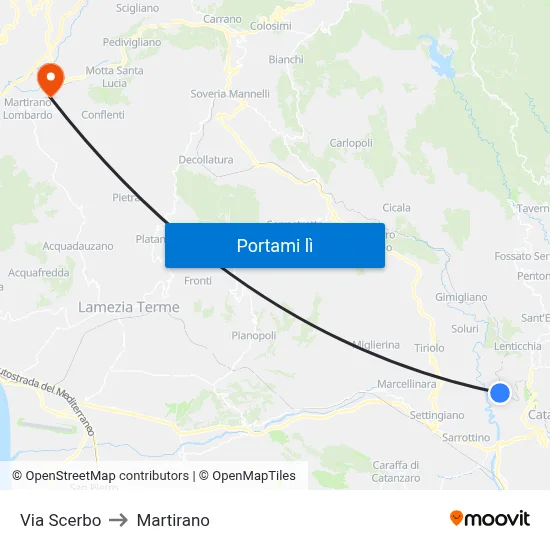 Via Scerbo to Martirano map