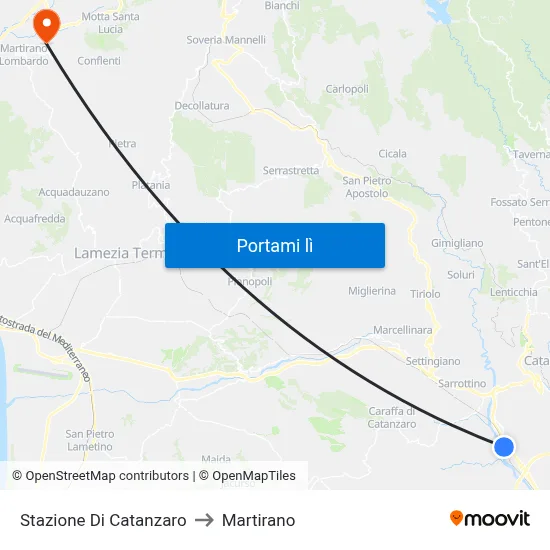 Stazione Di Catanzaro to Martirano map