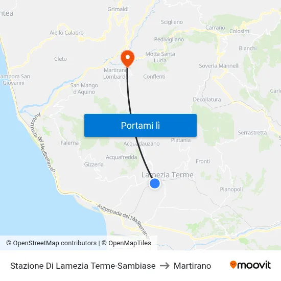 Stazione Di Lamezia Terme-Sambiase to Martirano map