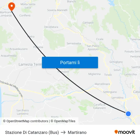Stazione Di Catanzaro (Bus) to Martirano map