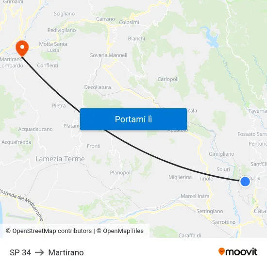 SP 34 to Martirano map