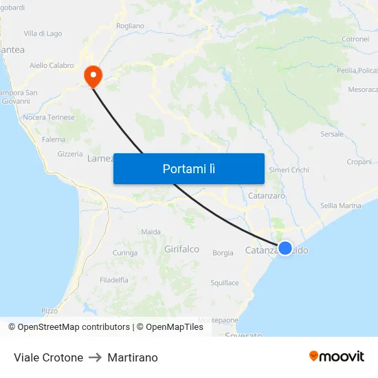 Viale Crotone to Martirano map