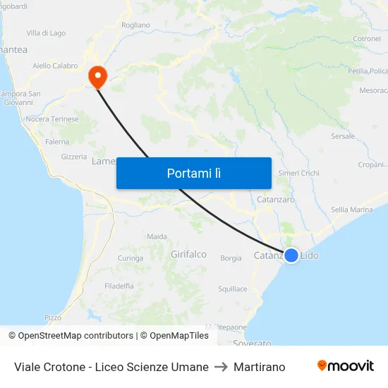 Viale Crotone - Liceo Scienze Umane to Martirano map