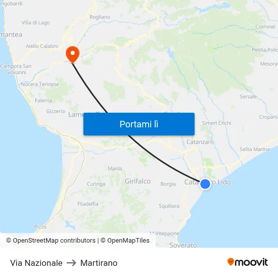 Via Nazionale to Martirano map