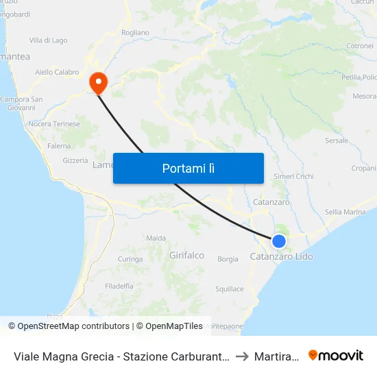 Viale Magna Grecia - Stazione Carburanti Ip to Martirano map