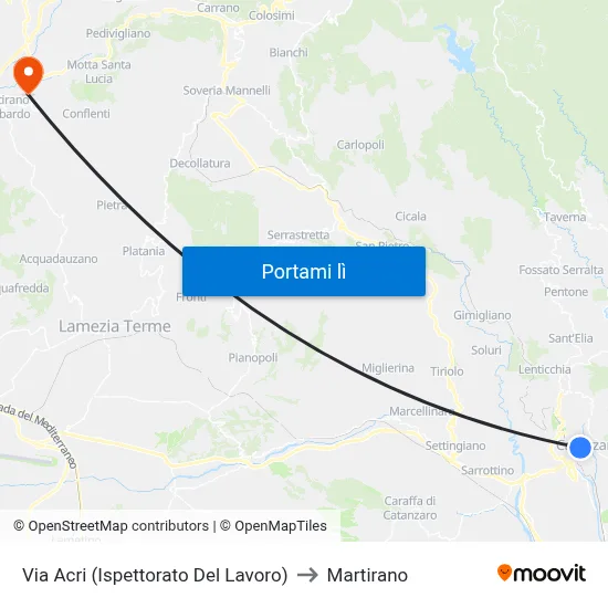 Via Acri (Ispettorato Del Lavoro) to Martirano map